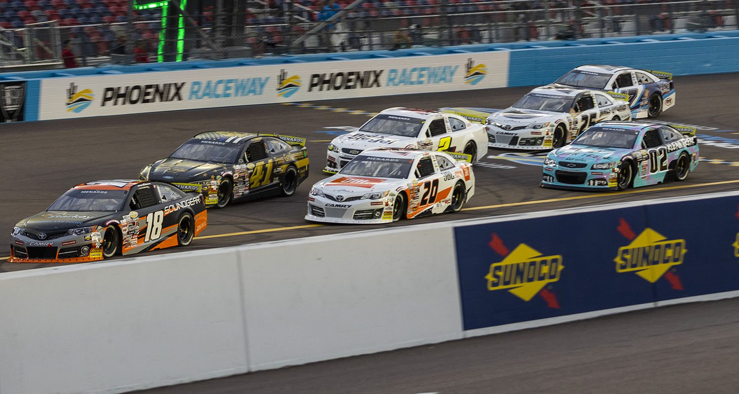 Racing cars on a track